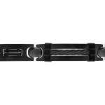 Bracelet en acier et pvd noir plaque et gros câble noir 21, 5cm (réglable en 20, 50 et 19 cm) triple ... Bracelet en acier et pvd noir plaque et gros câble noir 21, 5cm (réglable en 20, 50 et 19 cm) triple ...