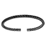 Bracelet en acier et pvd noir satin� demi jonc tresse - 4. 2mm diam�tre 61mmx55mm