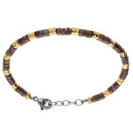 Bracelet en acier rondelles labradorites et dor�es - 19 + 3cm