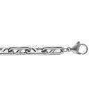 Bracelet en acier satin� grosse maille marine - 19 + 3cm