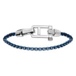 Bracelet en acier satin� maille jaseron pvd bleu fermoir acier brillant - 18cm