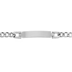 Bracelet en acier satiné plaque identité à graver 8mm maille gourmette largeur 7mm longueur 21cm Bracelet en acier satiné plaque identité à graver 8mm maille gourmette largeur 7mm longueur 21cm