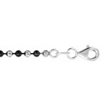 Bracelet en argent cha�ne boules altern�es noires et grises - longueur 18cm