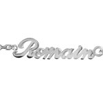 Bracelet en argent chaîne maille forçat avec découpe anglaise 2 prénoms séparés par un coeur - longueur ... Bracelet en argent chaîne maille forçat avec découpe anglaise 2 prénoms séparés par un coeur - longueur ...
