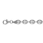 Bracelet en argent chane maille grains de caf - longueur 18cm