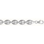 Bracelet en argent chane maille grains de caf largeur 9mm et longueur 18cm