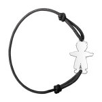 Bracelet en argent cordon noir coulissant avec petit garon au milieu