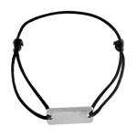 Bracelet en argent cordon noir coulissant avec plaque rectangulaire  graver au milieu