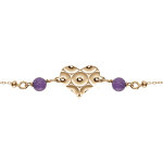 Bracelet argent dor chane boule coeur martel avec 2 boules jade violette vritable rglable 16  190cm ...