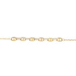 Bracelet en argent dor� grain de caf� avec oxydes blancs sertis - 16 + 3cm