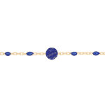 Bracelet en argent et dorure jaune chaîne avec perles bleu foncé et pierre lapis lazuli véritable 16 ... Bracelet en argent et dorure jaune chaîne avec perles bleu foncé et pierre lapis lazuli véritable 16 ...