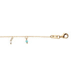 Bracelet en argent et dorure jaune cha�ne avec pampilles boules blanches et couleur turquoises 15 + 3cm ...