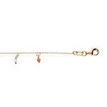 Bracelet en argent et dorure jaune cha�ne avec pampilles boules blanches et rouges 15 + 3cm