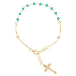 Bracelet en argent et dorure jaune chapelet et pierres facettés couleur turquoise 16, 5 + 2, 5cm Bracelet en argent et dorure jaune chapelet et pierres facettés couleur turquoise 16, 5 + 2, 5cm