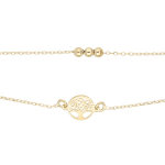 Bracelet en argent et dorure jaune double cha�ne arbre de vie et boules 16 + 3cm