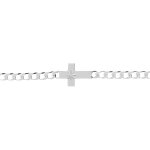 Bracelet en argent passiv� maille gourmette 4mm croix plate lisse diamant�e etoil�e - 18cm