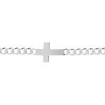 Bracelet en argent passiv� maille gourmette 5mm croix plate lisse - 19cm