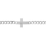 Bracelet en argent passiv� maille gourmette 5mm croix plate lisse diamant�e etoil�e - 19cm