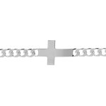 Bracelet en argent passiv� maille gourmette 6mm croix plate lisse - 20cm
