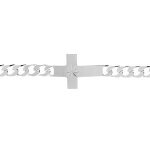 Bracelet en argent passiv� maille gourmette 6mm croix plate lisse diamant�e etoil�e - 20cm