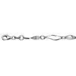 Bracelet en argent rhodi alternance de maillons en forme de feuilles fantaisie lisse et ajours - longueur ...