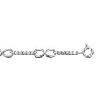 Bracelet en argent rhodié alternance de rails d'oxydes blancs sertis et symboles infini - longueur 17cm ... Bracelet en argent rhodié alternance de rails d'oxydes blancs sertis et symboles infini - longueur 17cm ...