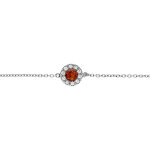 Bracelet en argent rhodi� ambre rond v�ritable entour� d'oxydesblancs - 16 + 3cm