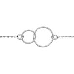 Bracelet en argent rhodi� cha�ne avec 2 anneaux emmaill�s au milieu - longueur 16cm + 3cm de rallonge ...