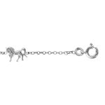 Bracelet en argent rhodi� cha�ne avec 3 chevaux - longueur 15cm + 3cm de rallonge