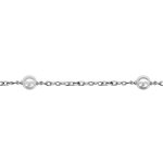 Bracelet en argent rhodi� cha�ne avec 3 perles blanches d'eau douce 16cm + 3cm