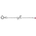 Bracelet en argent rhodié chaîne avec alternance de chevaus et d'oxydes roses - longueur 17, 5cm réglable ... Bracelet en argent rhodié chaîne avec alternance de chevaus et d'oxydes roses - longueur 17, 5cm réglable ...