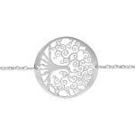 Bracelet en argent rhodi chane avec arbre de vie ajour au milieu - longueur 16cm + 3cm de rallonge ...