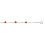 Bracelet en argent rhodi chane avec boules ambre vritable 16 + 3cm