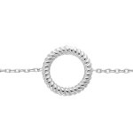 Bracelet en argent rhodi� cha�ne avec cercle torsad� �vid� 16 + 3cm