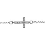 Bracelet en argent rhodi chane avec croix orne d'oxydes blancs sertis au milieu - longueur 16cm + ...