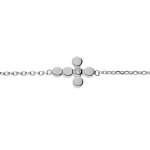 Bracelet en argent rhodi� cha�ne avec croix et oxyde blanc serti 16 + 2cm