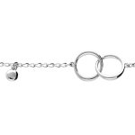 Bracelet en argent rhodi� cha�ne avec double cercle entrem�l� et pampille boule 15 + 3cm