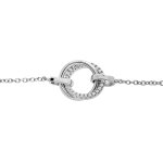 Bracelet en argent rhodi� cha�ne avec double cercle et oxydes blancs sertis 16 + 2cm
