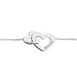 Bracelet en argent rhodi� cha�ne double coeur  un peu, beaucoup  longueur 16 + 2cm
