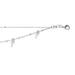 Bracelet en argent rhodi chane double avec pampilles croix 15 + 3cm