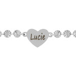 Bracelet en argent rhodi chane fantaisie avec coeur  graver et pastilles diamante toile 15 + 3cm ...
