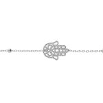 Bracelet en argent rhodi� cha�ne avec fines boules et main de fatma 15 + 3cm