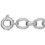 Bracelet en argent rhodi chane en grosses mailles ovales spares par des lments alterns lisses ...