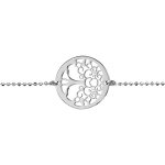 Bracelet en argent rhodi chane maille boules avec au milieu 1 cercle avec 1 arbre de vie  l'intrieur ...