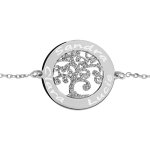 Bracelet en argent rhodié chaîne avec médaillon prénoms à graver motif arbre de vie granité 20mm 16 + ... Bracelet en argent rhodié chaîne avec médaillon prénoms à graver motif arbre de vie granité 20mm 16 + ...