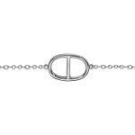 Bracelet en argent rhodi chane avec au milieu 1 maille marine lisse - longueur 16cm + 2cm de rallonge ...