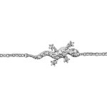 Bracelet en argent rhodi� cha�ne avec au milieu 1 salamandre orn�e d'oxydes blancs sertis - longueur ...