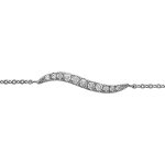 Bracelet en argent rhodi chane avec au milieu 1 vague en oxydes blancs - longueur 16cm + 2cm de rallonge ...