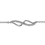 Bracelet en argent rhodi chane avec au milieu 2 vagues relies aux bouts, 1 en rail d'oxydes blancs ...