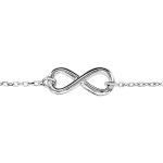 Bracelet en argent rhodié chaîne avec au milieu symbole infini - longueur 16, 5cm + 2cm de rallonge Bracelet en argent rhodié chaîne avec au milieu symbole infini - longueur 16, 5cm + 2cm de rallonge